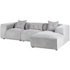 Beliani Trivietė sofa kampinė DOLVA, velvetinis audinys, šviesiai pilka, kairinė