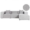 Beliani Trivietė sofa kampinė DOLVA, velvetinis audinys, šviesiai pilka, kairinė