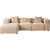 Beliani 3 vietų kampinė sofa DOLVA, velvetas, smėlio spalvos, dešininė