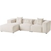 Beliani Trivietė kampinė sofa DOLVA iš velveto, kreminės spalvos, dešininė