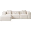 Beliani Trivietė kampinė sofa DOLVA iš velveto, kreminės spalvos, dešininė