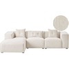 Beliani Trivietė kampinė sofa DOLVA iš velveto, kreminės spalvos, dešininė