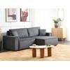 Beliani Išskleidžiama kampinė sofa KARILA, 3 vietų, tamsiai pilka, su patalynės dėže, kairinė