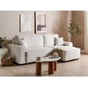 Sofa Beliani Išskleidžiamas kampe statomas 3 vietų sofos komplektas ABACKA, velvetas, kreminė balta, kairinė pusė