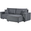 Beliani Išskleidžiama kampinė sofa KARILA, 3 vietų, tamsiai pilka, su patalynės dėže, kairinė