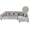 Beliani 4 vietų kampinė sofa LUNNER, veliūras, šviesiai pilka, kairinė