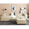 Beliani Trijų vietų modulinė kampinė sofa APRICA, sintetinio lino audinys, smėlio spalvos, su dešinine otomane
