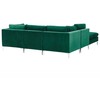 Beliani 4 vietų modulinė sofa EVJA, dešininė, žalia veliūrinė, su otomane