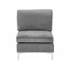 Beliani 4 vietų modulinė sofa EVJA, kairinė, pilkas veliūras su otomane