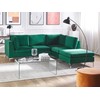 Beliani 4 vietų modulinė kampinė sofa EVJA kairinė, žalias veliūras su otomanu