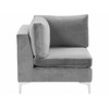 Beliani 4 vietų modulinė sofa EVJA, kairinė, pilkas veliūras su otomane