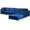 Sofa Beliani EVJA modulinis kampas 5 asmenims su pufu, tamsiai mėlynas veliūras, kairinis