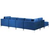 Beliani EVJA modulinė kampinė sofa 5 asmenims su pufu, mėlynas veliūras, dešininė