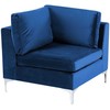 Beliani EVJA modulinė kampinė sofa 6 asmenims, tamsiai mėlyna veliūrinė, kairinė