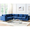 Beliani EVJA modulinė kampinė sofa 6 asmenims, mėlynas aksomas, dešininė