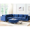 Beliani Modulinė kampinė sofa 6 vietų EVJA su otomana, tamsiai mėlynas veliūras, dešininė
