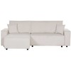 Beliani Išskleidžiama kampinė sofa ABACKA, 3 vietų, velvetinė, kreminė balta, dešininė