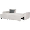 Beliani Išskleidžiama kampinė sofa ABACKA, 3 vietų, velvetinė, kreminė balta, dešininė