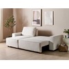 Beliani Išskleidžiama kampinė sofa ABACKA, 3 vietų, velvetinė, kreminė balta, dešininė