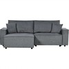Beliani Išskleidžiama kampinė sofa KARILA 3 vietų, tamsiai pilka, su patalynės dėže, dešininė