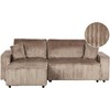 Beliani Išskleidžiama 3 vietų kampinė sofa ABACKA, velvetas, šviesiai ruda, su patalynės dėže, dešininė