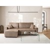 Beliani Išskleidžiama 3 vietų kampinė sofa ABACKA, velvetas, šviesiai ruda, su patalynės dėže, dešininė