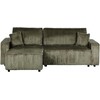 Beliani Išskleidžiamas trijų vietų kampinė sofa ABACKA, velvetinis, žalias, su daiktadėže, dešininė