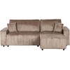 Beliani Išskleidžiama 3 vietų kampinė sofa ABACKA iš velveto, šviesiai ruda, su patalynės dėže, kairinė