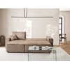 Beliani Išskleidžiama 3 vietų kampinė sofa ABACKA, velvetas, šviesiai ruda, su patalynės dėže, dešininė