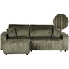Beliani Išskleidžiamas trijų vietų kampinė sofa ABACKA, velvetinis, žalias, su daiktadėže, dešininė