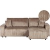 Beliani Išskleidžiama 3 vietų kampinė sofa ABACKA iš velveto, šviesiai ruda, su patalynės dėže, kairinė