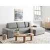 Sofa Beliani Išskleidžiamas kampas HRISEY, 3 vietų, sintetinis linas, pilkas su daiktadėže, kairinis