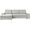 Beliani Išskleidžiama kampinė sofa HRISEY, 3 vietų, sintetinio lino audinys, šviesiai pilka, su daiktadėže, dešininė
