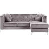 Beliani Trivietė kampinė sofa FLEN, veliūrinė, pilka, L-formos
