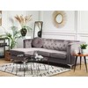 Beliani Trivietė kampinė sofa FLEN veliūrinė pilka