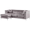 Beliani Trivietė kampinė sofa FLEN veliūrinė pilka