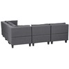 Beliani 5 vietų modulinė sofa UNSTAD Kairinė tamsiai pilka su otomane