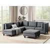 Beliani 5 vietų modulinė sofa UNSTAD Kairinė tamsiai pilka su otomane