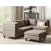 Beliani Modulinė 4 vietų sofa UNSTAD kairinė ruda su pufu