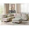 Beliani 5 vietų modulinė sofa UNSTAD kairinė, šviesiai smėlio spalvos su pufu