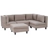 Beliani Modulinė 4 vietų sofa UNSTAD kairinė ruda su pufu