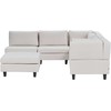 Beliani 5 vietų modulinė sofa UNSTAD kairinė, šviesiai smėlio spalvos su pufu
