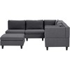 Beliani 5 vietų modulinė sofa UNSTAD Kairinė tamsiai pilka su otomane