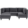 Beliani Modulinė 4 vietų sofa UNSTAD kairinė tamsiai pilka su pufu