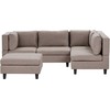 Beliani Modulinė 4 vietų sofa UNSTAD kairinė ruda su pufu