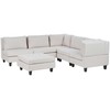 Beliani 5 vietų modulinė sofa UNSTAD kairinė, šviesiai smėlio spalvos su pufu