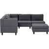 Beliani Penkių vietų modulinė sofa UNSTAD dešininė, tamsiai pilka su pufu