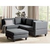 Beliani Modulinė kampinė sofa 4 asmenims UNSTAD dešininė tamsiai pilka su otomanu