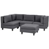 Beliani Modulinė kampinė sofa 4 asmenims UNSTAD dešininė tamsiai pilka su otomanu