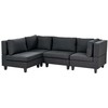 Beliani Modulinė 4 vietų kampinė sofa UNSTAD Dešininė Juoda